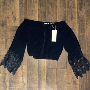 Lush Black Off the Shoulder Crop Top- Never Worn